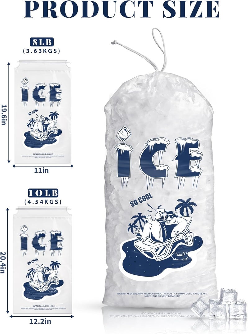 FireKylin 100 Pack Ice Bags 10 lb, Heavy-Duty Ice Bags with Drawstring(2 Mils Thickness) - Image 4
